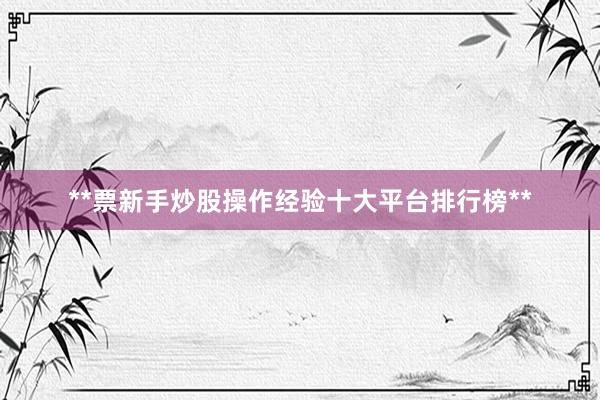 **票新手炒股操作经验十大平台排行榜**