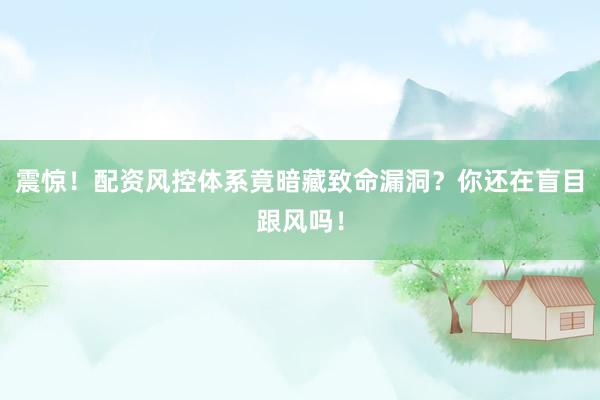震惊！配资风控体系竟暗藏致命漏洞？你还在盲目跟风吗！