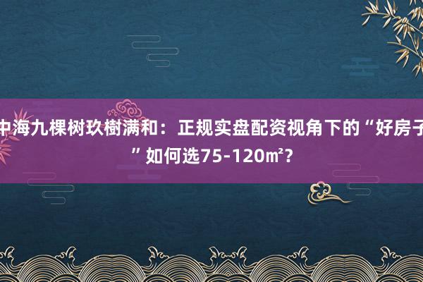 中海九棵树玖樹满和：正规实盘配资视角下的“好房子”如何选75-120㎡？