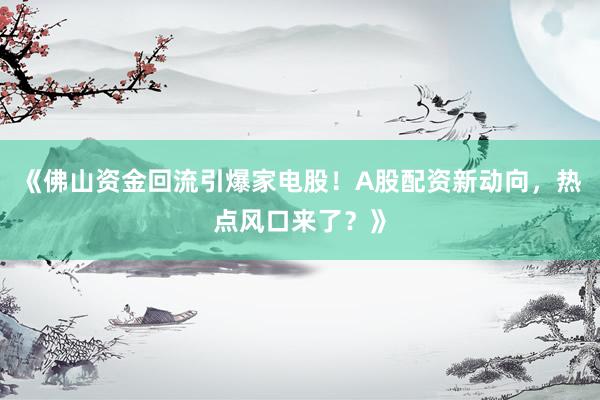 《佛山资金回流引爆家电股！A股配资新动向，热点风口来了？》