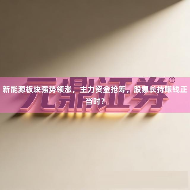 新能源板块强势领涨，主力资金抢筹，股票长持赚钱正当时？