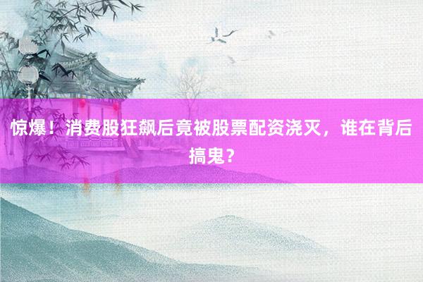 惊爆！消费股狂飙后竟被股票配资浇灭，谁在背后搞鬼？