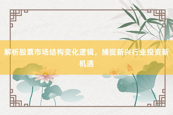 解析股票市场结构变化逻辑，捕捉新兴行业投资新机遇