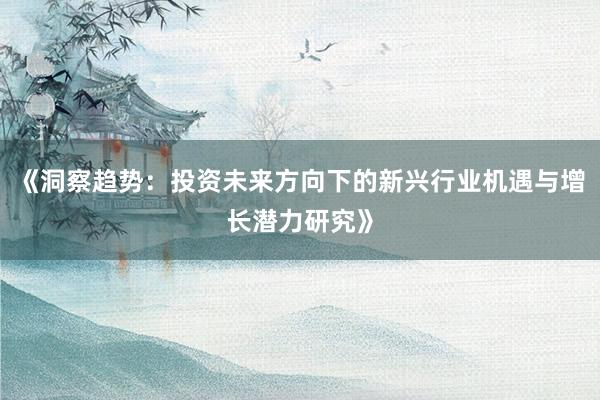 《洞察趋势：投资未来方向下的新兴行业机遇与增长潜力研究》
