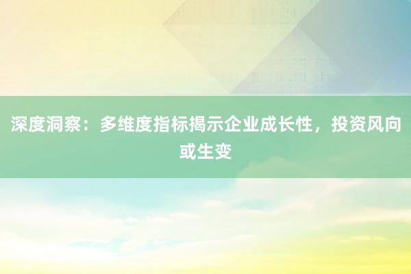 深度洞察：多维度指标揭示企业成长性，投资风向或生变
