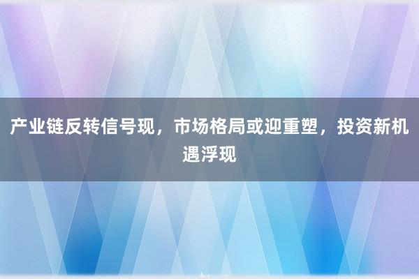 产业链反转信号现，市场格局或迎重塑，投资新机遇浮现