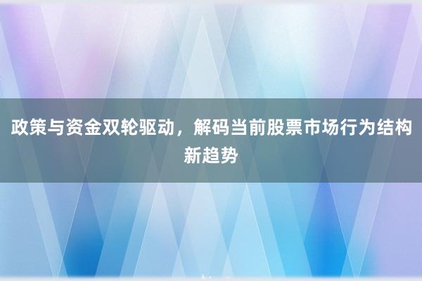 政策与资金双轮驱动，解码当前股票市场行为结构新趋势