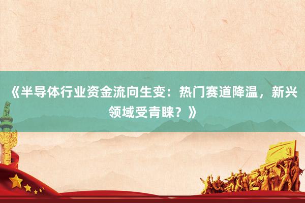 《半导体行业资金流向生变：热门赛道降温，新兴领域受青睐？》