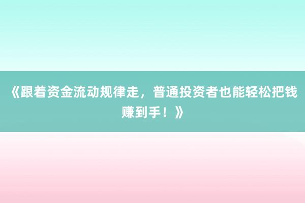《跟着资金流动规律走，普通投资者也能轻松把钱赚到手！》